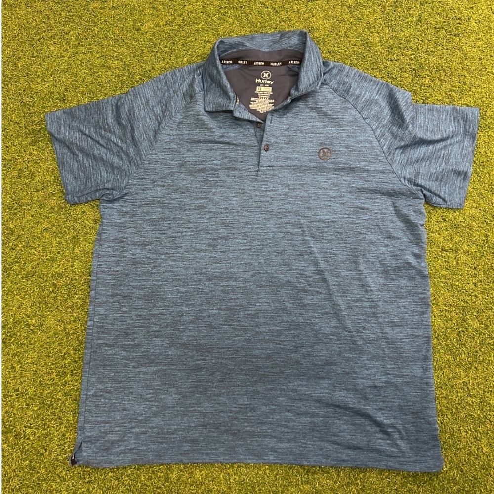 Hurley Mens XL Blue Space Dye Short Sleeve Performance Polo Shirt R8LIBD13